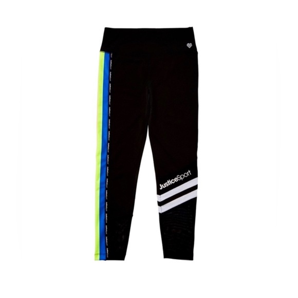 Justice sport rainbow stripe black leggings - size XL (16/18) - Picture 3 of 5